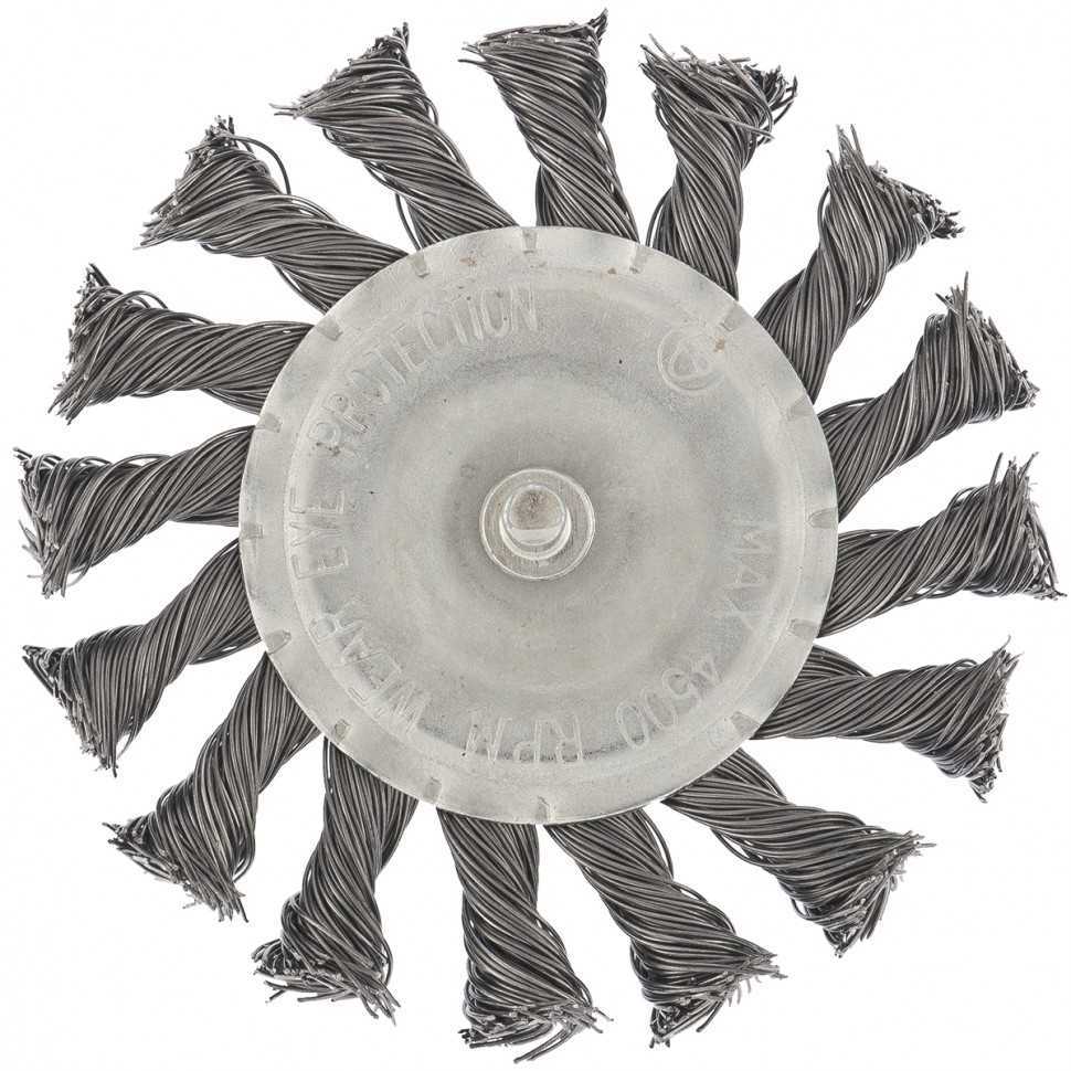 Щетка для дрели, 100 мм, плоская со шпилькой, крученая металлическая проволока Matrix Щетки для дрели фото, изображение